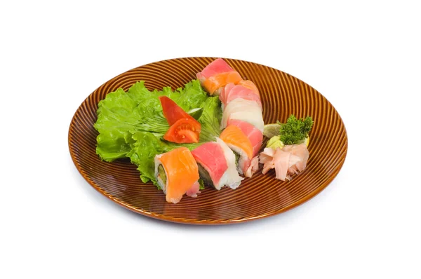 Talíř sushi izolovaných na bílém — Stock fotografie
