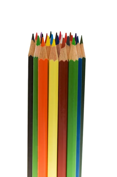 彩色铅笔在白色隔离 — 图库照片