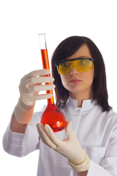 Vrouw met chemische buizen — Stockfoto