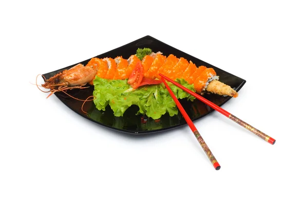 Sushi dan kepiting terisolasi di atas putih — Stok Foto