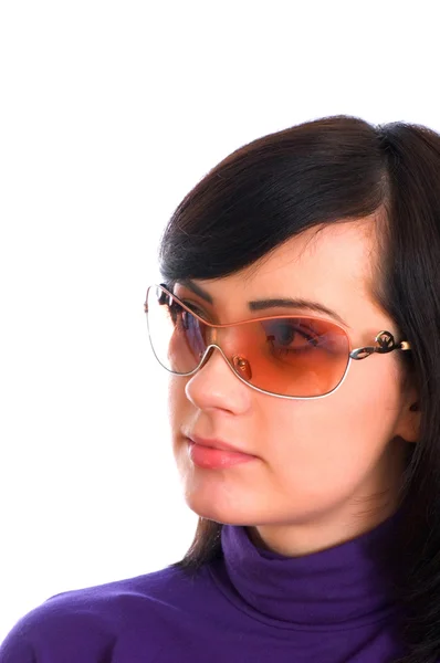 Ung flicka i solglasögon isolerade — Stockfoto