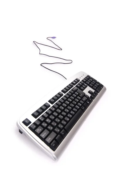 Серебряная клавиатура изолирована на белом — стоковое фото