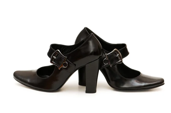 Sapatos de mulher preta isolado — Fotografia de Stock