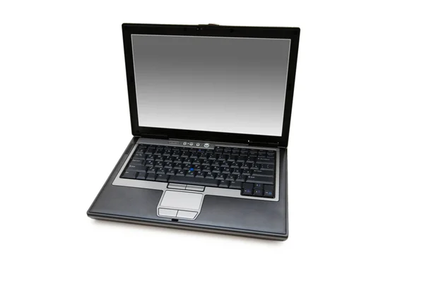 Gümüş laptop üzerinde beyaz izole — Stok fotoğraf