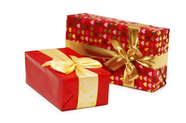 Dos cajas de regalo aisladas en el blanco — Foto de Stock