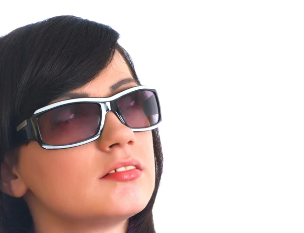 Fiatal lány, elszigetelt napszemüveg — Stock Fotó