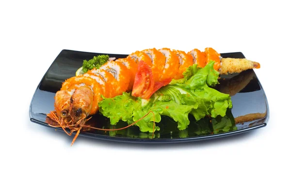 Sushi och krabba isolerade — Stockfoto