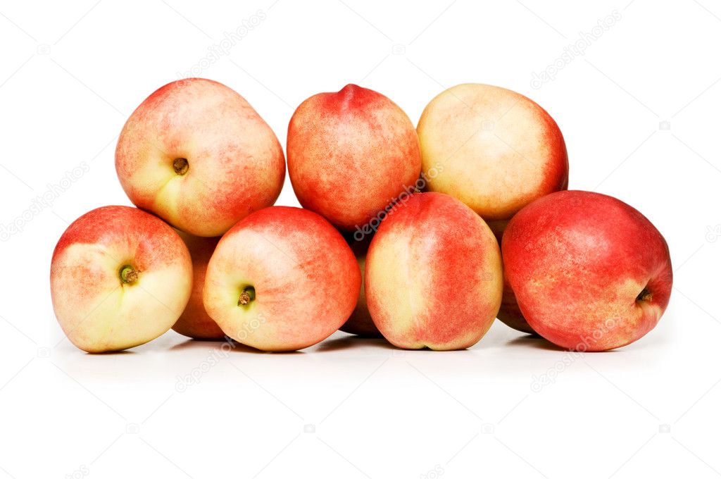 Red nectarines isolated on the white