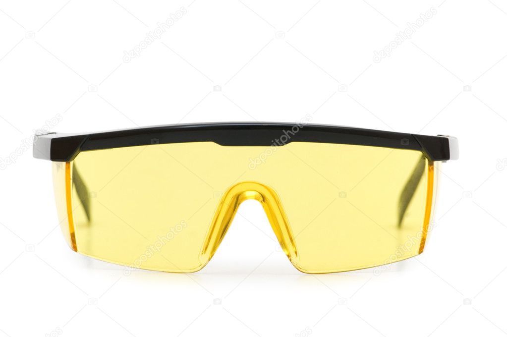 Yellow safety glasses isolated