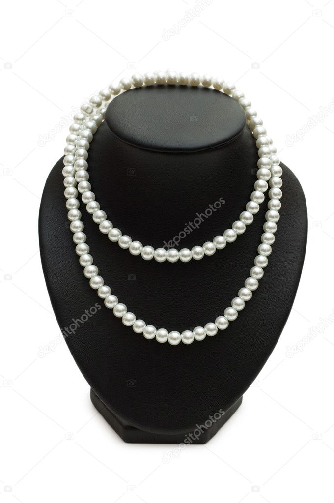 Pearl necklace isolated on the white