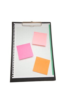 Open binder with post-it notes