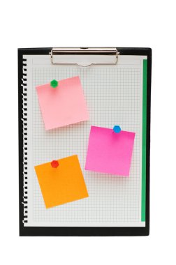 Open binder with post-it notes