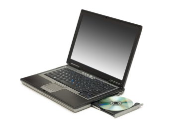 Gümüş laptop üzerinde beyaz izole