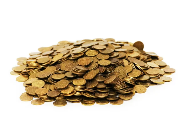 Högen av gyllene mynt isolerade — Stockfoto