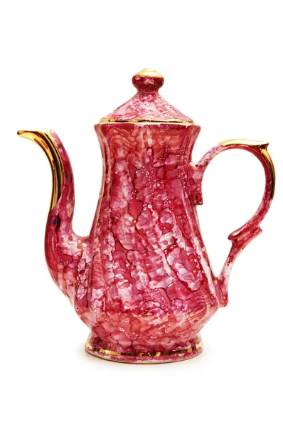 Red teapot isolated on the white — Stock Photo, Image