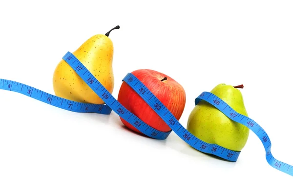 Peras e maçã que ilustram a dieta — Fotografia de Stock