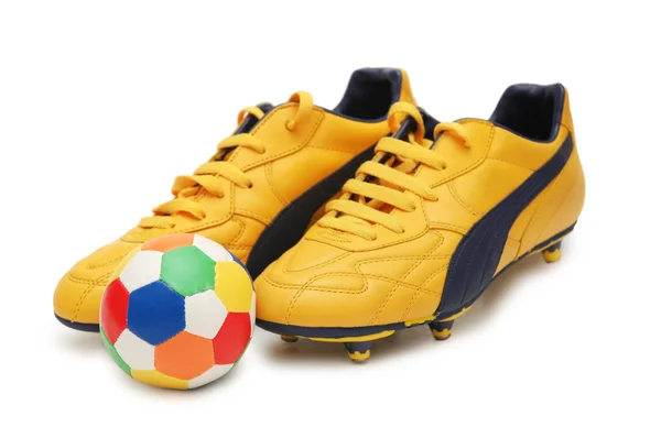Calzado amarillo de fútbol — Foto de Stock