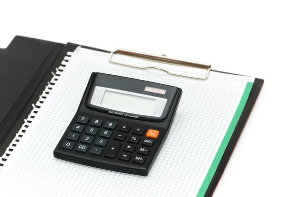 Program Office binder i kalkulator na białym tle — Zdjęcie stockowe