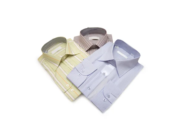 Stripete skjorter isolert på hvite – stockfoto