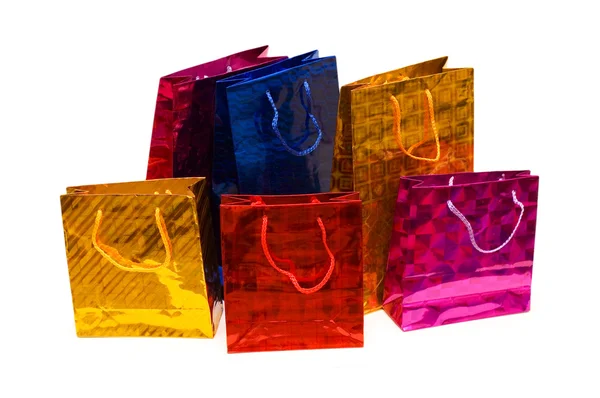 Colorful bags isolated on the white — Stok fotoğraf