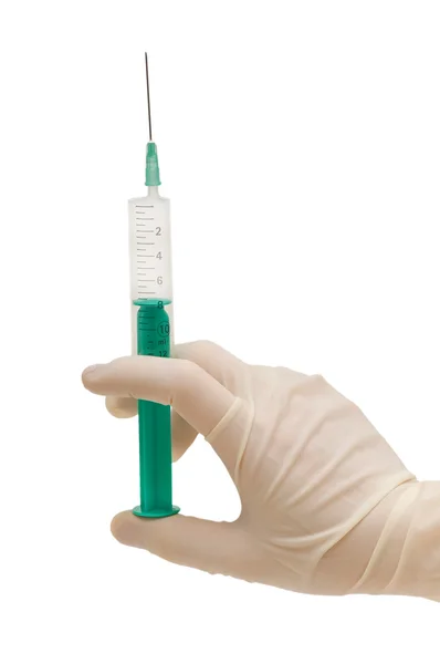 Hand holding syringe isolated — Stock Photo, Image