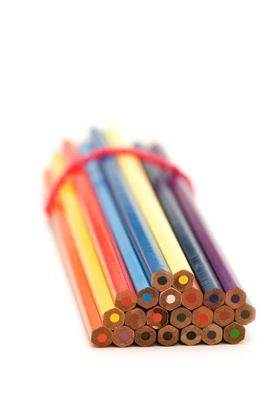 Un sacco di matite isolate sul bianco — Foto Stock