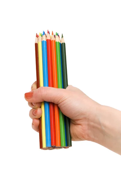 Kezében ceruza elszigetelt — Stock Fotó