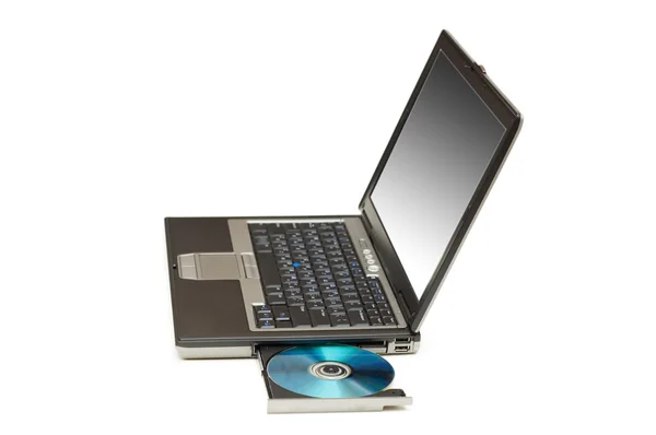 Silberner Laptop isoliert auf dem weißen — Stockfoto