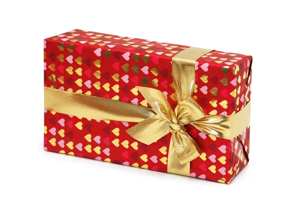 Rote Geschenkbox isoliert auf dickem Weiß — Stockfoto