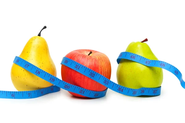 Peras e maçã que ilustram a dieta — Fotografia de Stock