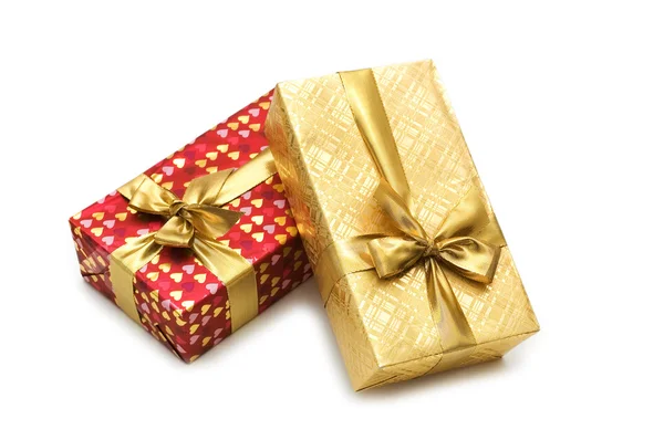 Dos cajas de regalo aisladas en el blanco — Foto de Stock