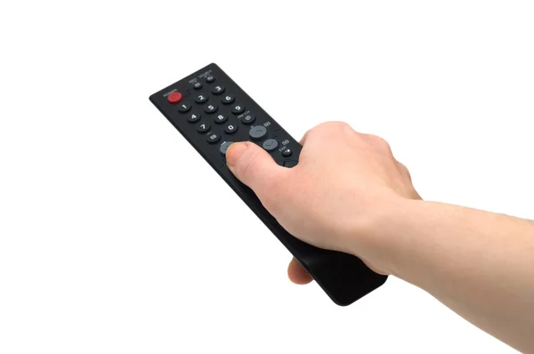 Hand with remote control isolated — Stock Photo, Image