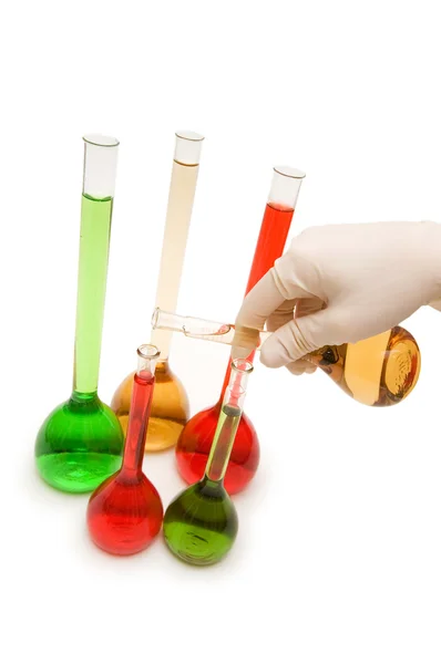 Hand pouring chemicals isolated — Stock Photo, Image