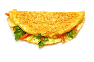 Omelet with herbs and tomatoes clipart