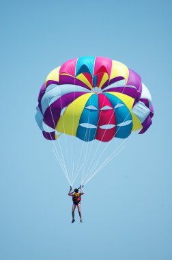 Multi coloured parachute over the sky