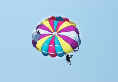 Multi coloured parachute over the sky clipart