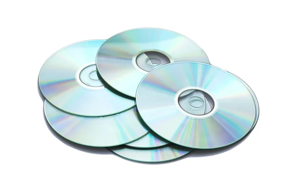Många CD-skivor isolerat på vita — Stockfoto