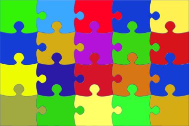 Illustration with the coloured puzzle clipart