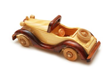 Wooden retro car isolated clipart