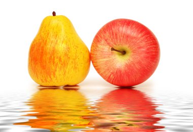 Pear and apple isolated on the white clipart