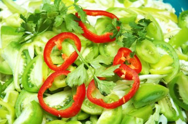 Close up of salad with fresh herbs clipart