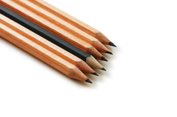 Altı kalemler üzerinde beyaz izole — Stok fotoğraf