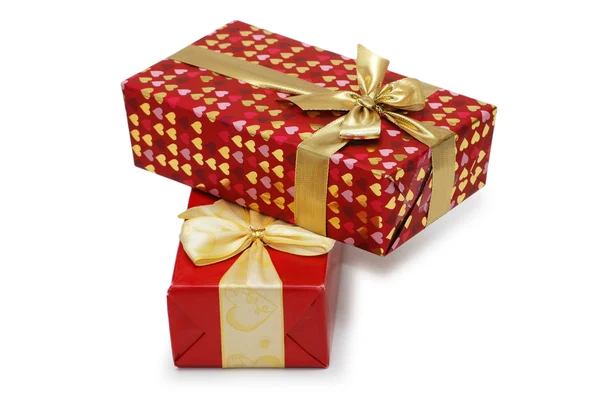 Zwei Geschenkboxen isoliert auf dem weißen — Stockfoto