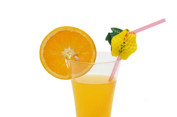 Naranja y jugo aislados en el blanco — Foto de Stock