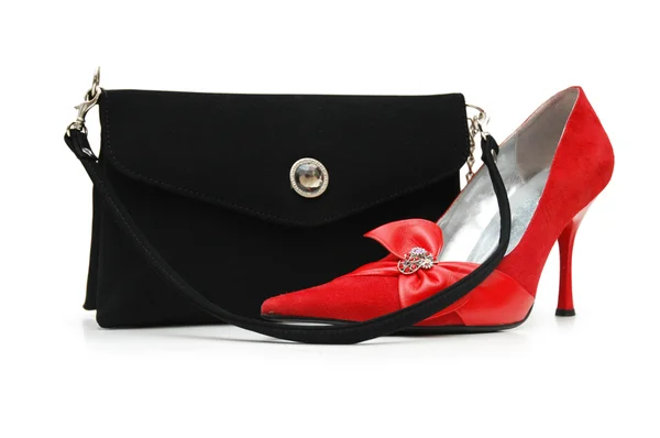 Red shoe and bag isolated — Stock Photo, Image