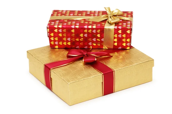 Dos cajas de regalo aisladas en blanco —  Fotos de Stock