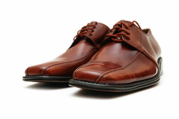 Hnědé mužské boty, samostatný — Stock fotografie