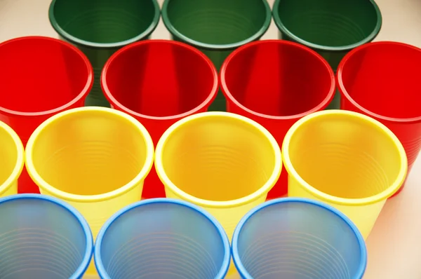 stock image Plastic cups of various colours