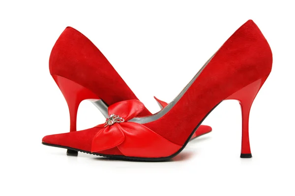 Červená žena boty, samostatný — Stock fotografie