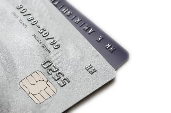 Dois cartões de crédito isolados — Fotografia de Stock